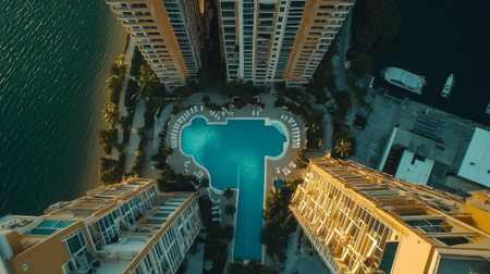 Aerial view of the modern city at night. 3d renderingの写真素材