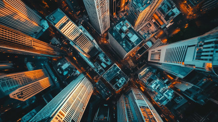 Aerial view of skyscrapers in Hong Kong, China.