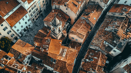Aerial view of the old town of Brasov, Romania.の写真素材