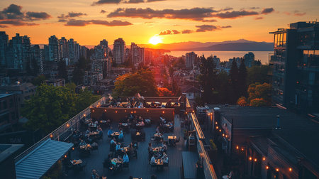Vancouver cityscape at sunset, Vancouver, North America