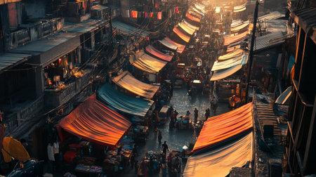 View of the street of Kathmandu in the evening