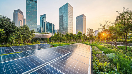 solar energy in the city,shanghai china.