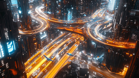 the light trails on the modern building background in shanghai china