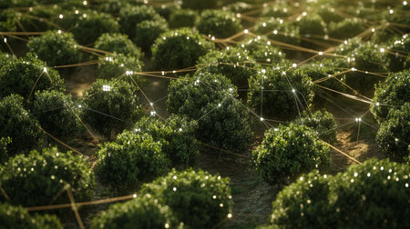 Cultivation of citrus trees in the garden. 3D rendering