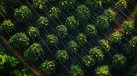 Orange tree in the garden, Aerial view of orange tree in the garden