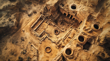 Ruins of an ancient city in the middle of the desert.