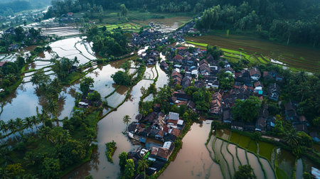 Aerial view of rice terraces.