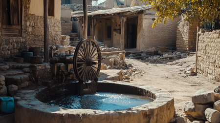 A water fountain in the middle of a small village in Morocco.の写真素材