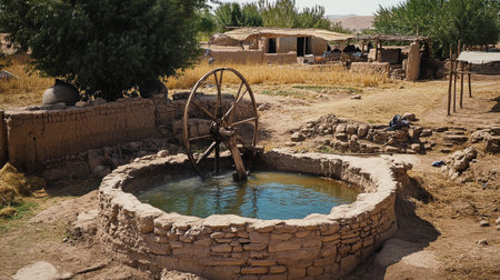 A well in a village in the desert
