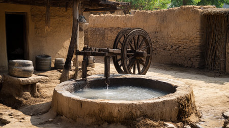 Old water well in a village.の写真素材