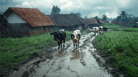 Cows in the rice fields in Ubud, Bali, Indonesia