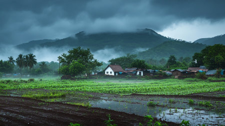 Rice field in rainy season at Chiangmai, Thailand