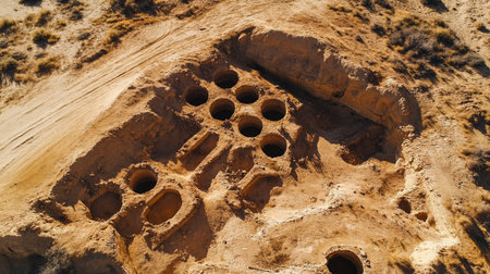 Aerial view of ancient cave city Cappadocia, Turkeyの写真素材