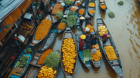 Floating market in Thailandの写真素材