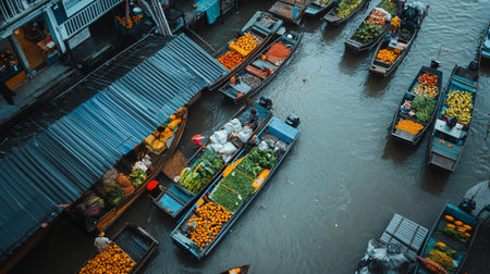 Floating market in Thailandの写真素材