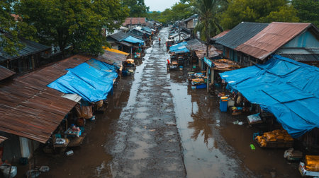 Fishing village in the middle of Mekong Delta, Vietnam.