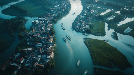 Aerial view of the city of Hoi An, Vietnam.