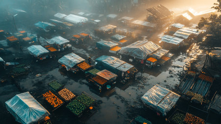Aerial view of the morning market in Chiang Mai, Thailand