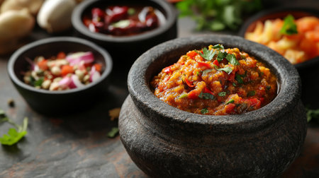 Bowl with tasty chili con carne on table, closeupの写真素材