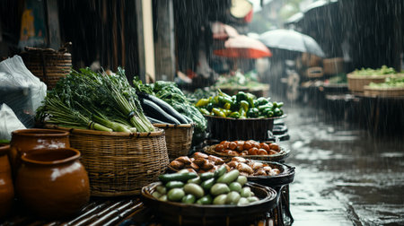 Vegetables at the market in Hoi An, Vietnamの写真素材