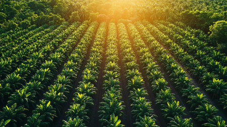 Aerial view of banana plantation.の写真素材