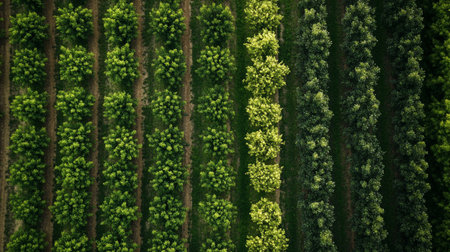 Aerial view of green trees in a forest. Top view.の写真素材