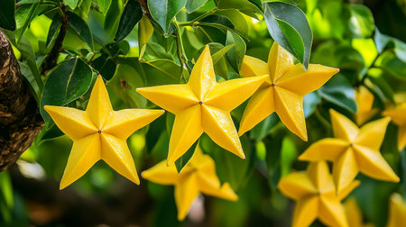 Star fruit on tree, star fruit, star fruit, star fruitの写真素材