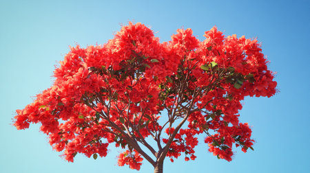 Bougainvillea flowers on blue sky background, Thailand.