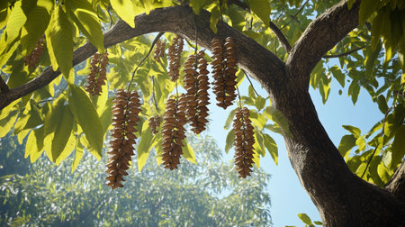 Close up of the branch of a tree with fruits on it.
