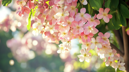 Blooming sakura tree in spring time. Floral background.