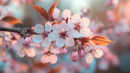 Beautiful cherry blossom in spring time. Selective focus.の写真素材