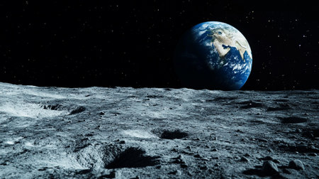 View of the Moon from space during a sunrise 3D rendering elements of this image furnished by NASA