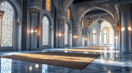 Interior of a mosque, 3D rendering. Computer digital drawing.の写真素材