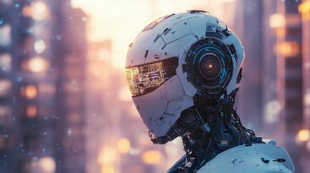 Astronaut in futuristic space suit. 3D rendering double exposure