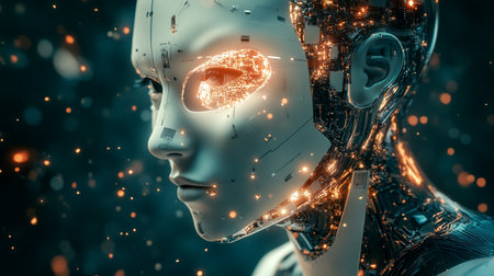 3d rendering of a female robotの写真素材