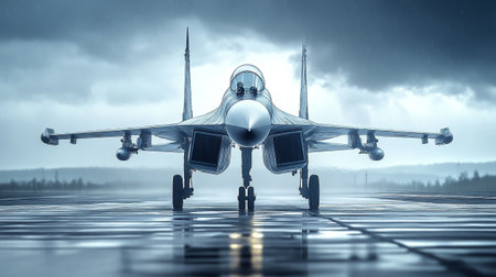 Fighter jet fighter in the sky. 3d render illustration.