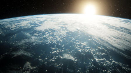 View of the planet Earth during a sunrise 3D rendering elements of this image furnished by NASA