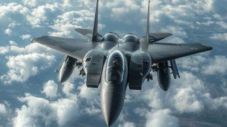F-16 fighter jet flying in the sky. 3d illustration