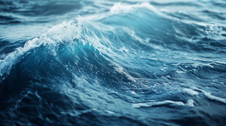 Blue sea wave close-up. Water surface texture background. 3d rendering