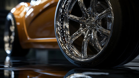 A closeup shot of a brand-less generic concept car wheel