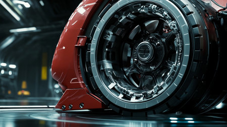 3D rendering of a car engine in a futuristic environment. Automotive industry.の写真素材