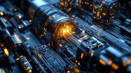 3D rendering of abstract technology concept background. High-tech circuit board.