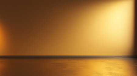 3d rendering of empty room with yellow wall and spotlights.の写真素材
