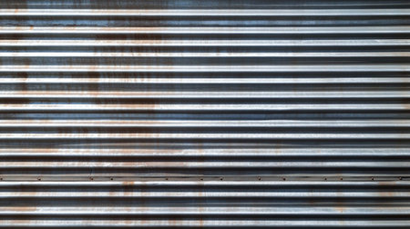 Corrugated metal sheet background. Corrugated sheet metal textureの写真素材