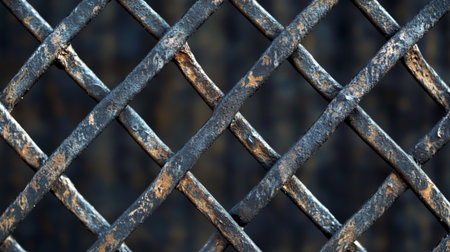 Rusty metal lattice closeup. Abstract background and texture for design.の写真素材