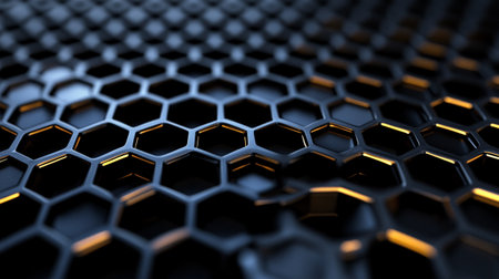 Honeycomb background. Abstract 3d rendering illustration of hexagonal grid.
