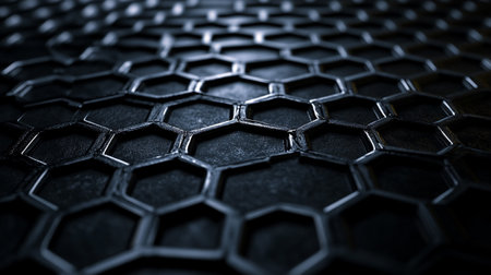Abstract metal background with hexagons. 3d rendering, 3d illustration.の写真素材