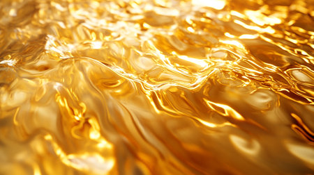 abstract gold background with some smooth lines in it and some reflectionsの写真素材