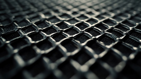 Close-up of black carbon fiber textured background. Selective focus.の写真素材