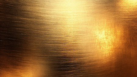 golden background or texture of brushed steel plate with some reflected lightの写真素材